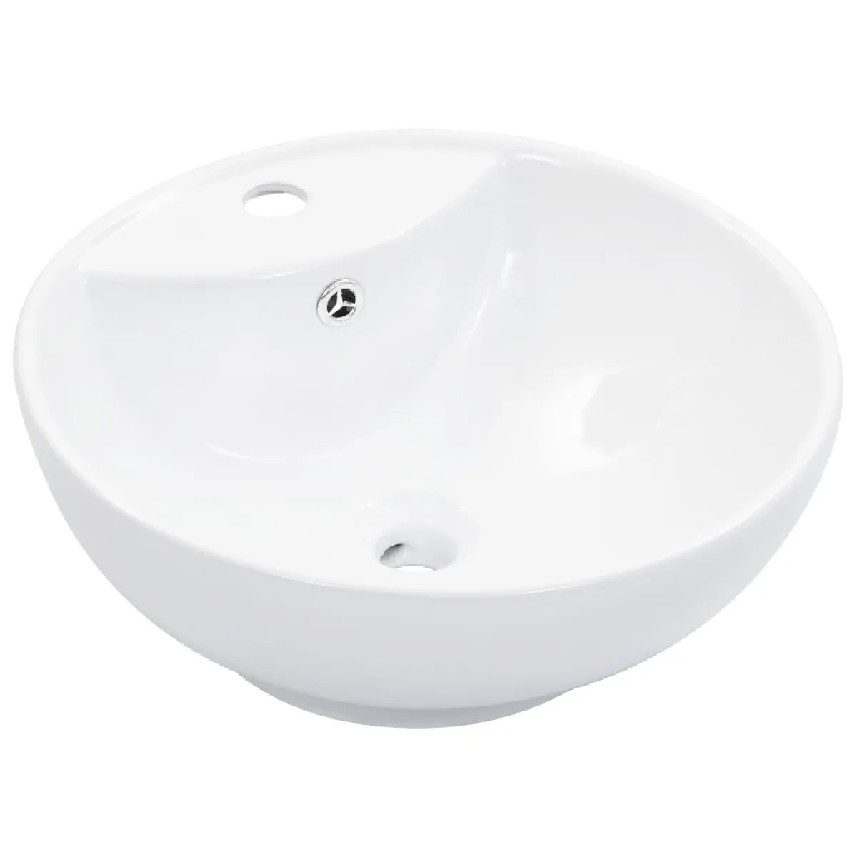 vidaXL Lavabo avec trop plein rond 46 5x18 cm - vue 2