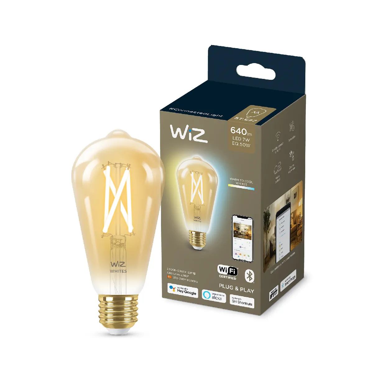 Ampoule LED WIZ ST64 E27 Wi-Fi Vintage Ambre Blanc Chaud - Image 3