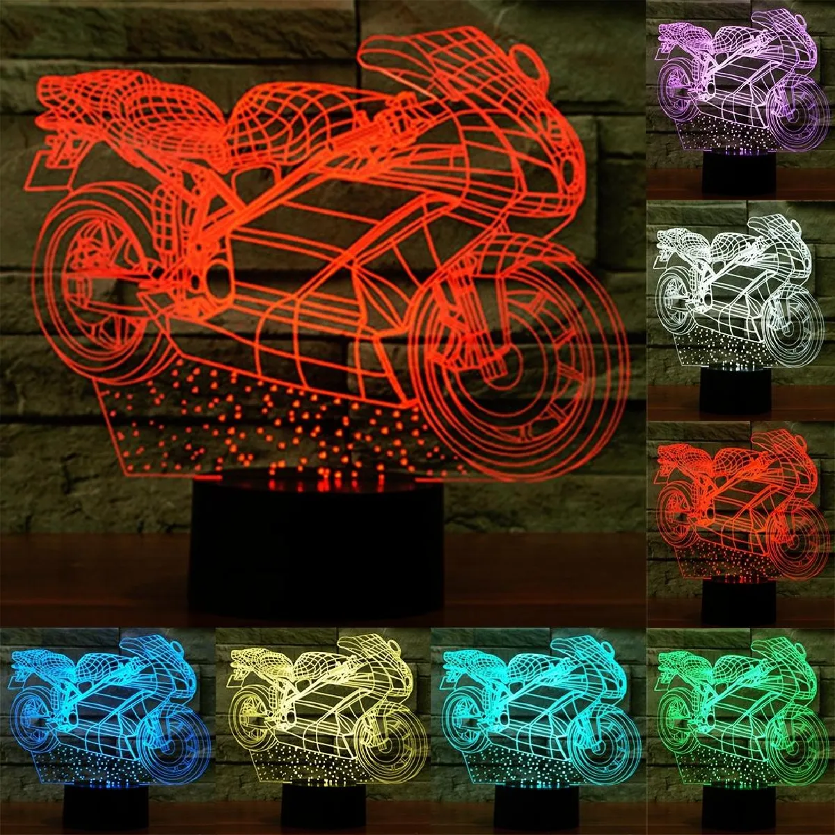 Yonis Lampe LED 3D tactile en forme de moto - 0,5 W