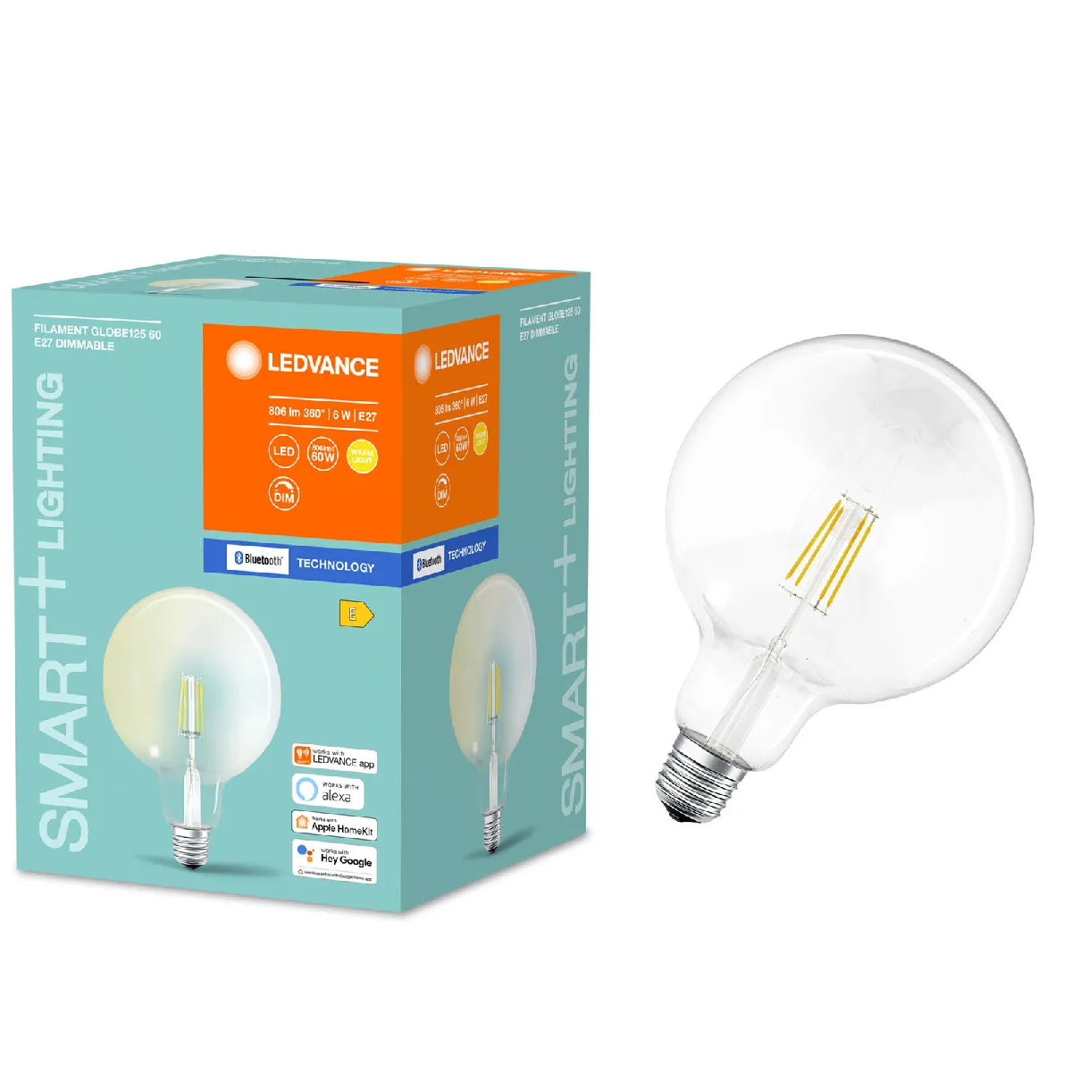 Ledvance Ampoule Connectée Smart+ Bluetooth Globe Fil 60W E27 - Puissance Variable