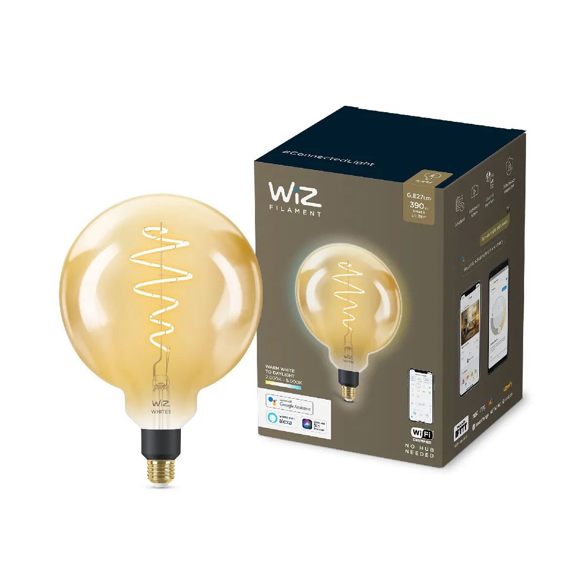 Wiz Blanc Ampoule Connectée E27 Globe Géant Vintage Variable