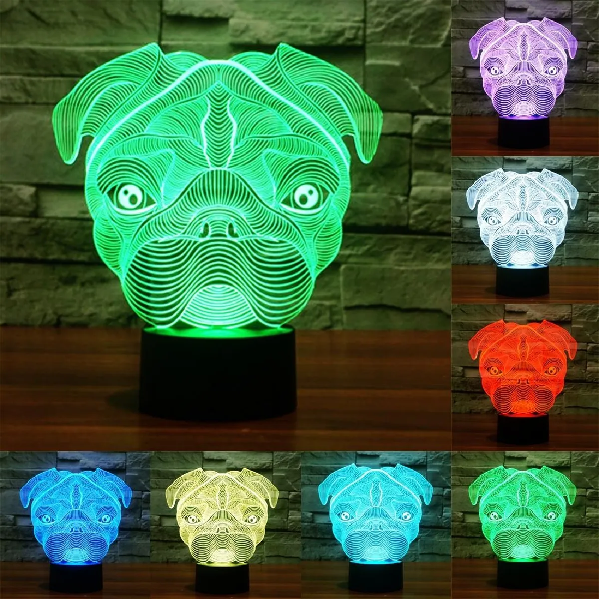 Yonis Lampe LED tactile 3D tête de chien - 0,5 W