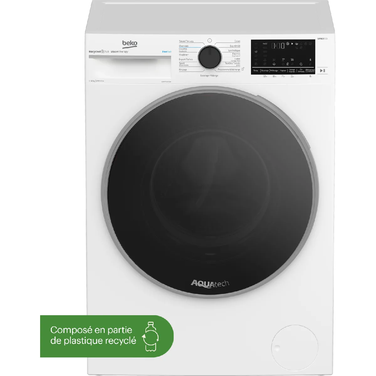 Lave linge hublot Beko B3WFT51243W BEKO Chargement frontal 1400 Toursmin - vue 2