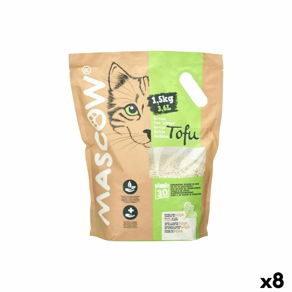 Meilleurs prix pour Sable pour chats 1,5 Kg Soja Blanc (8 Unités)