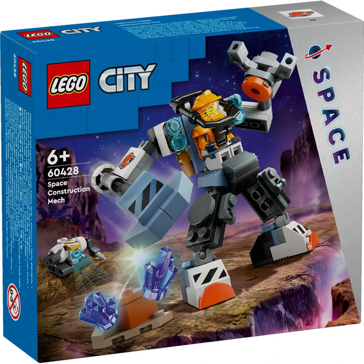 LEGO City Le Robot de Chantier de ’Espace Jouet de Figurine de Robot avec Tenue Spatiale Jeu Imaginatif Minifigurine d'Astronaute Pilote 60428