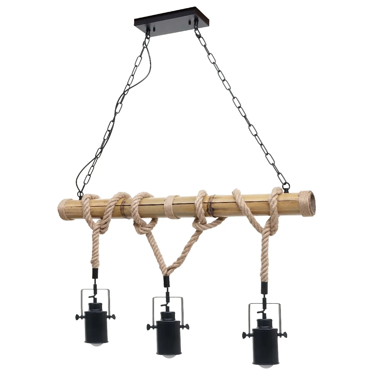 Decoshop26 Suspension bambou métal – Noir Decoshop26 Suspension bambou métal – Noir