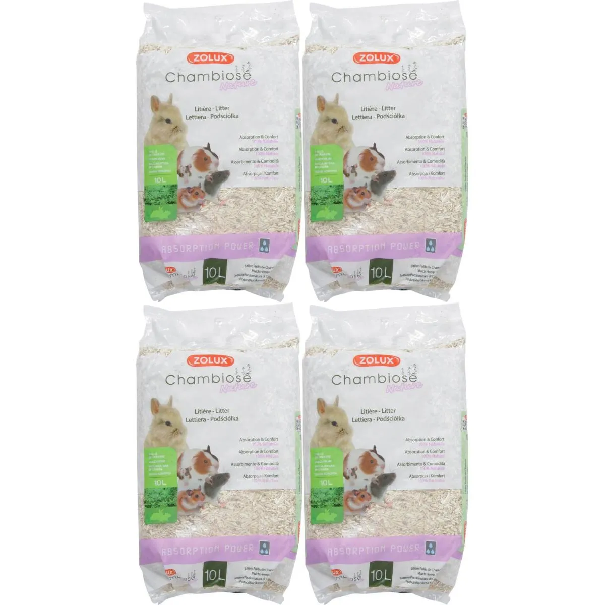 Zolux - Litière végétale naturelle Chambiose (Lot de 4)