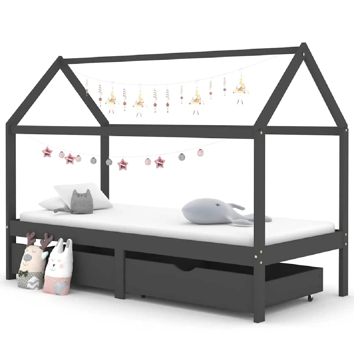 Vidaxl Gris Cadre De Lit Foncé