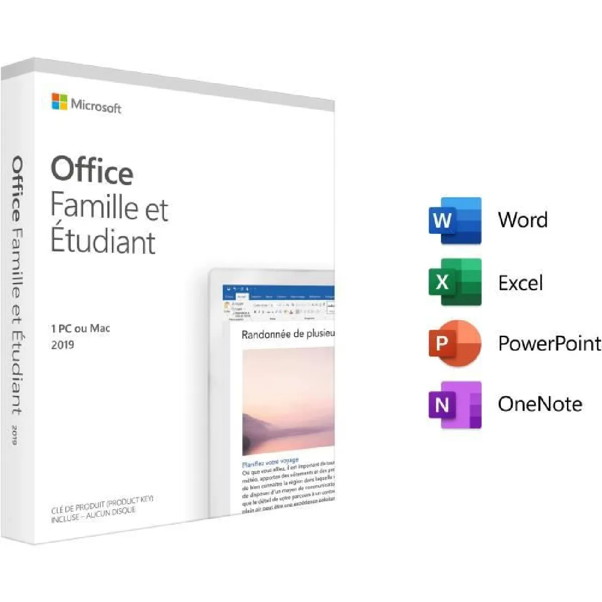 Microsoft Office Famille et Étudiant 2019