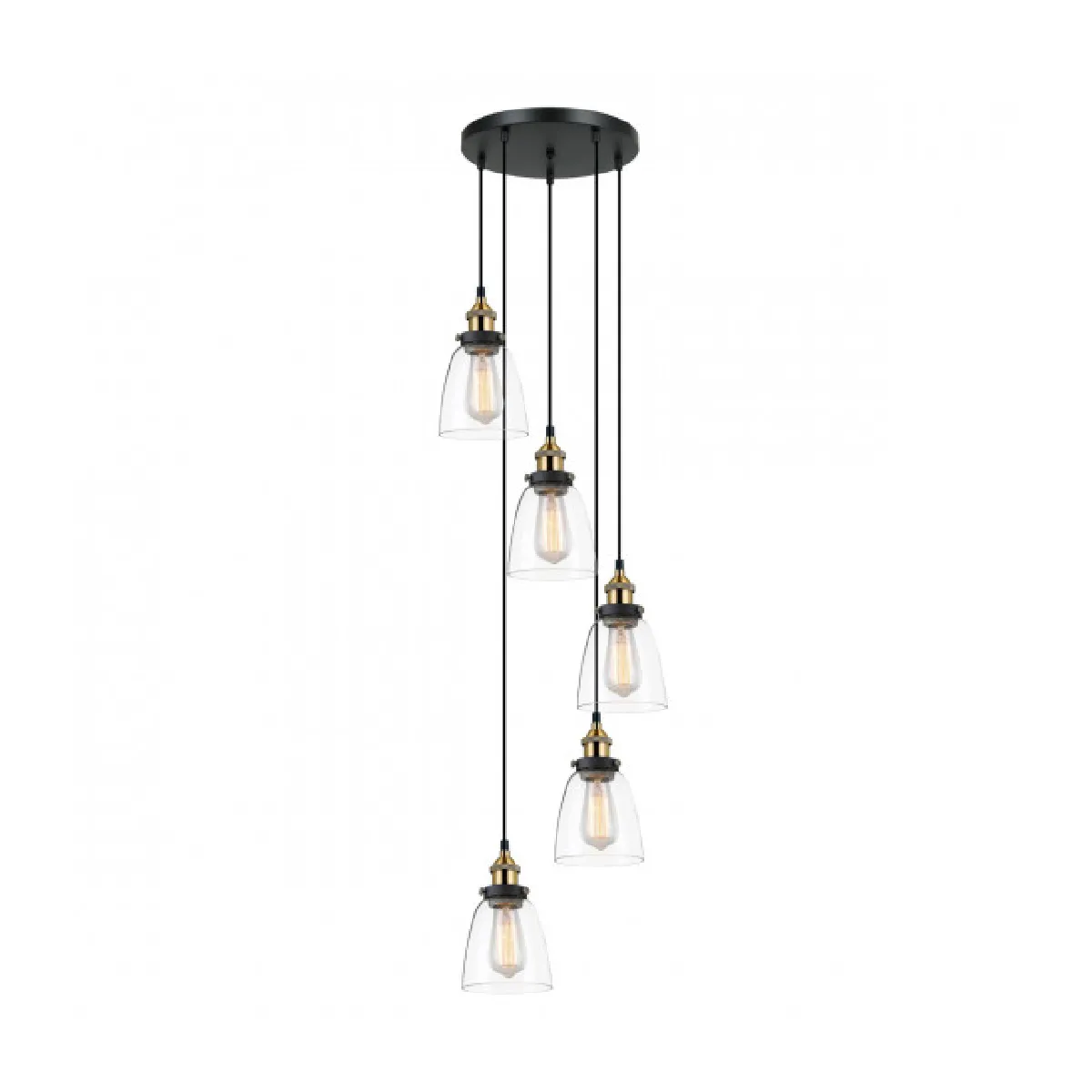 Luminaire_center lustre design en verre - Noir et doré