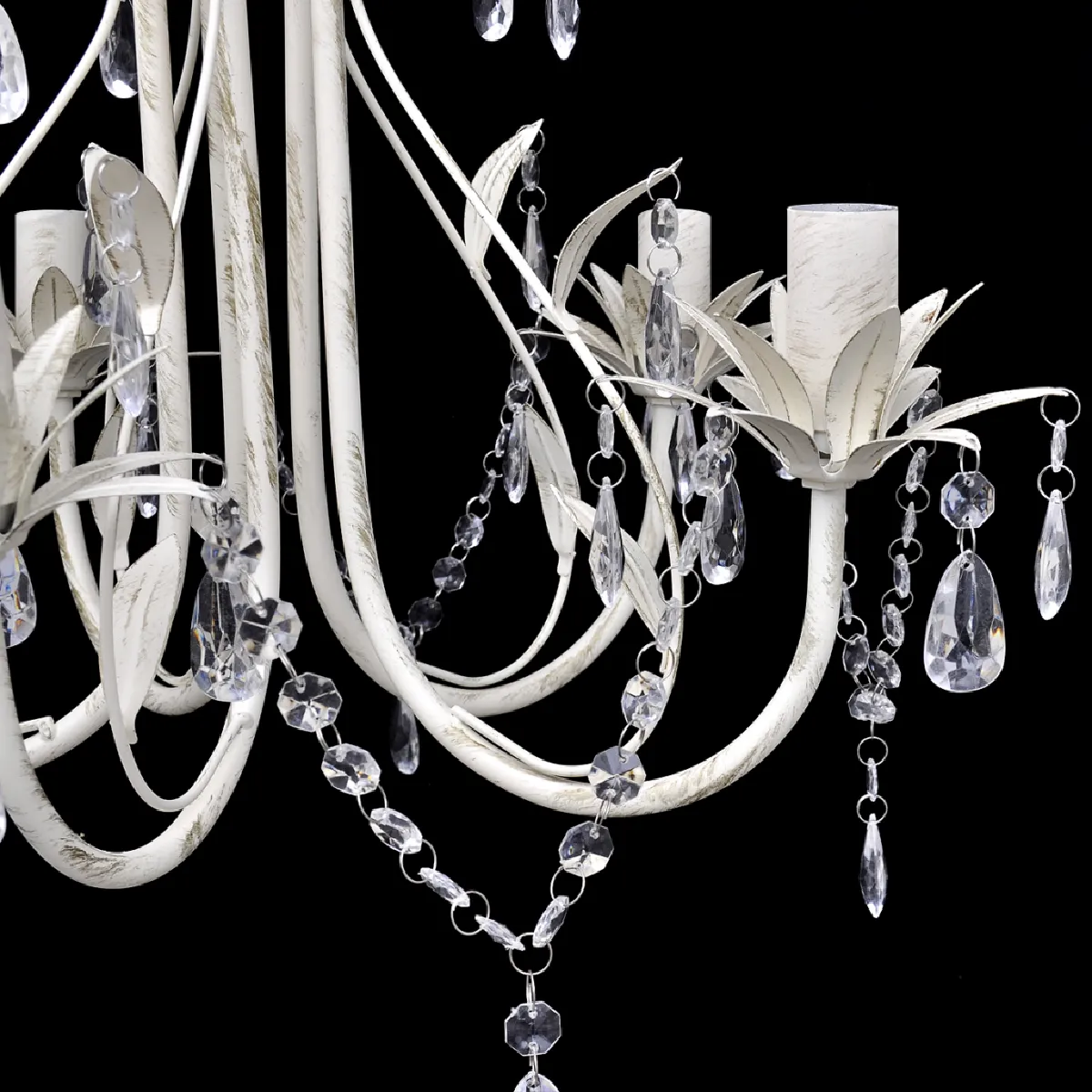 Lustre plafonnier suspendu lampe antique cristal 42,5 cm blanc