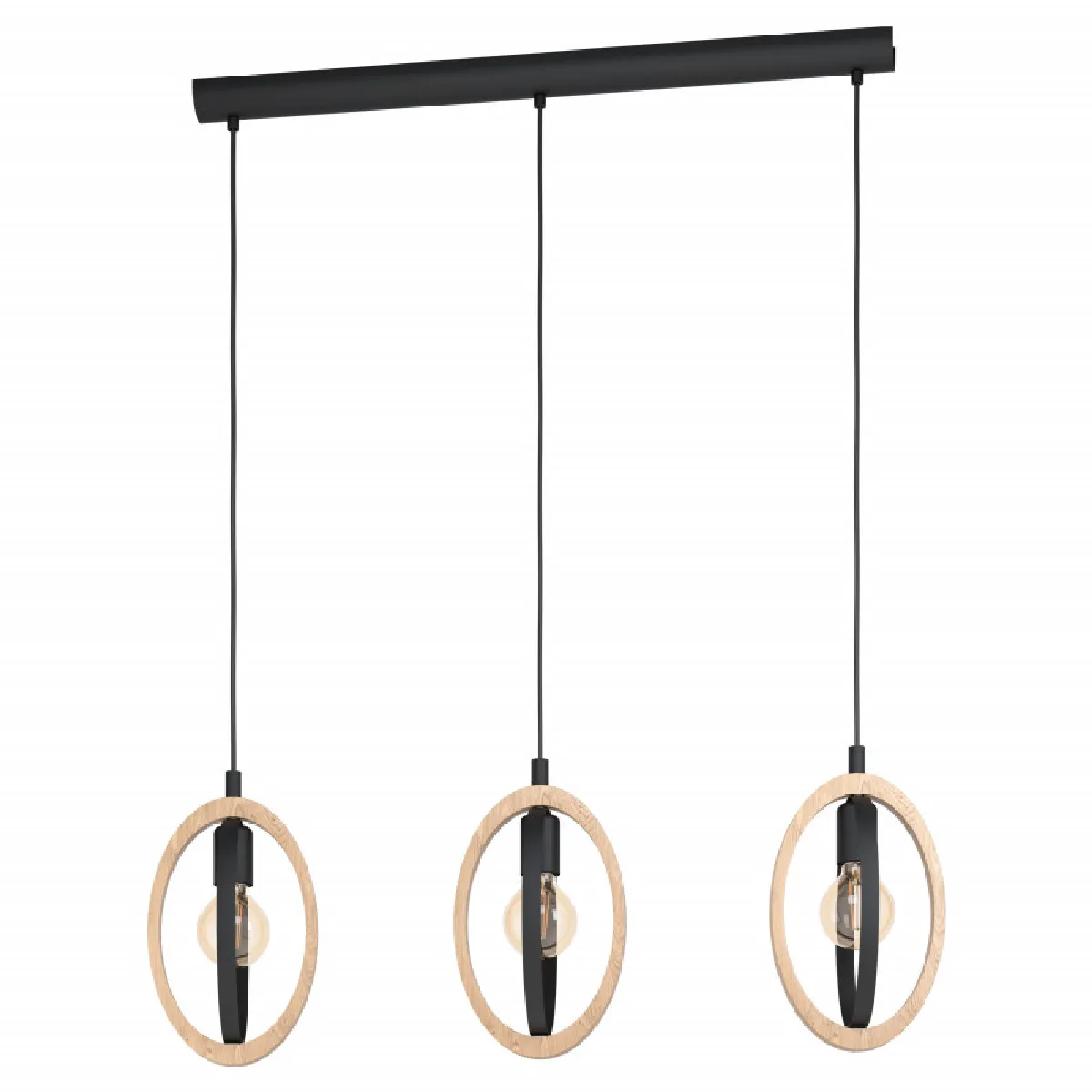 Eglo Noir Suspension Linéaire Bois –
