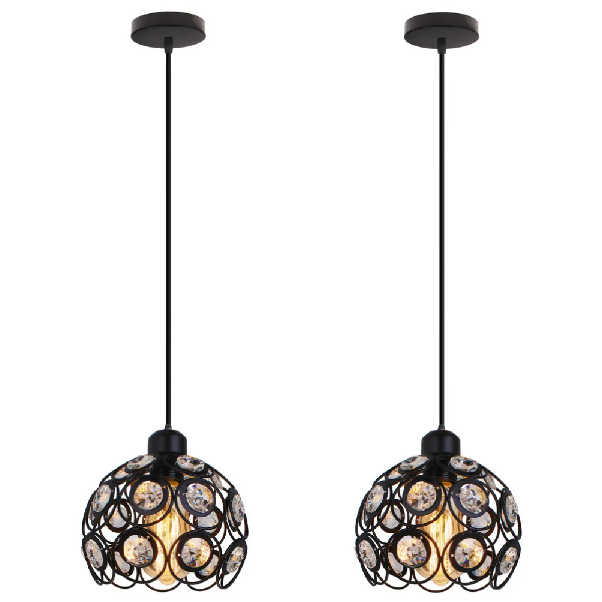 Stoex Lustre industriel métal cristal - Noir Stoex Lustre industriel métal cristal - Noir