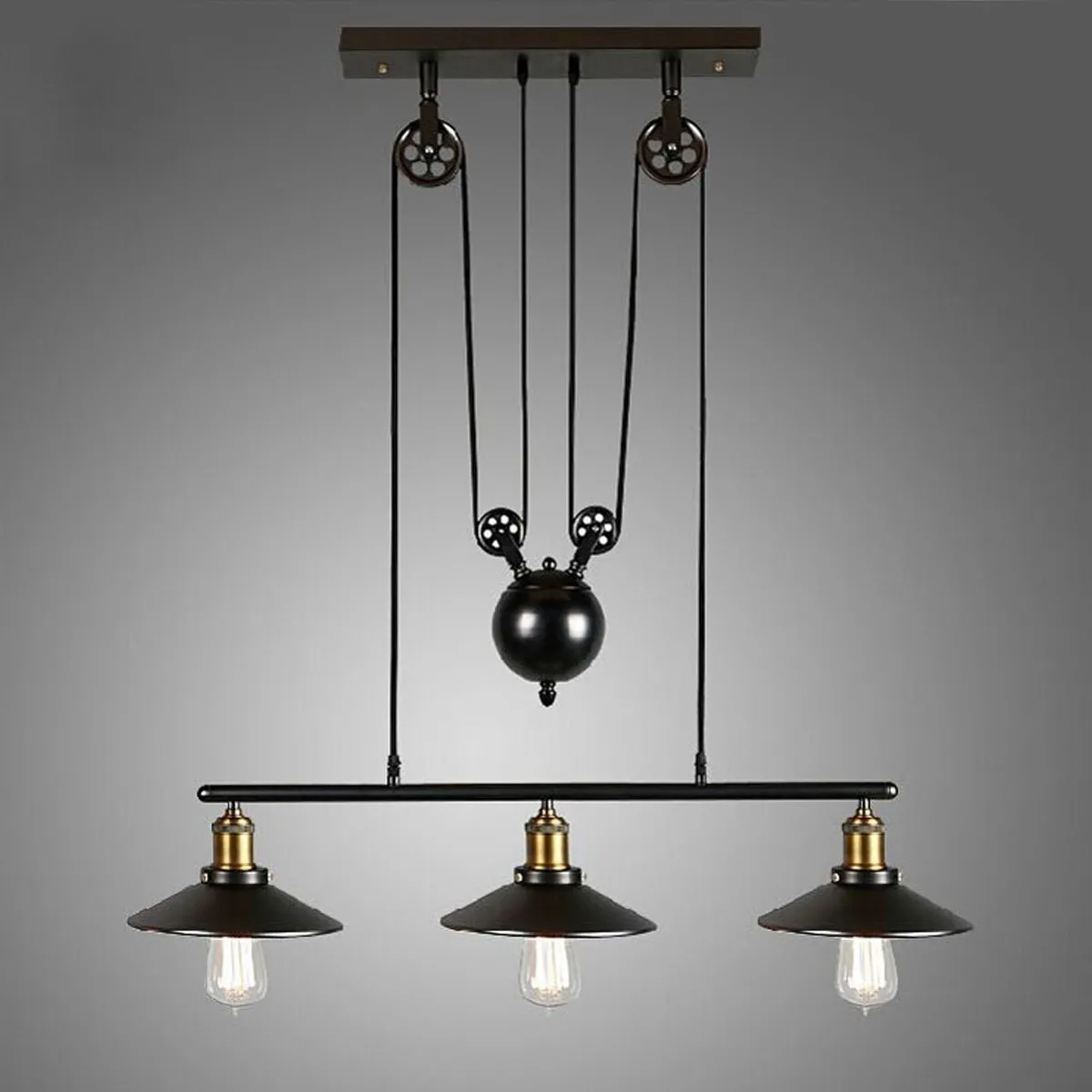 Stoex Lustre industriel 3 lampes - Noir Stoex Lustre industriel 3 lampes - Noir