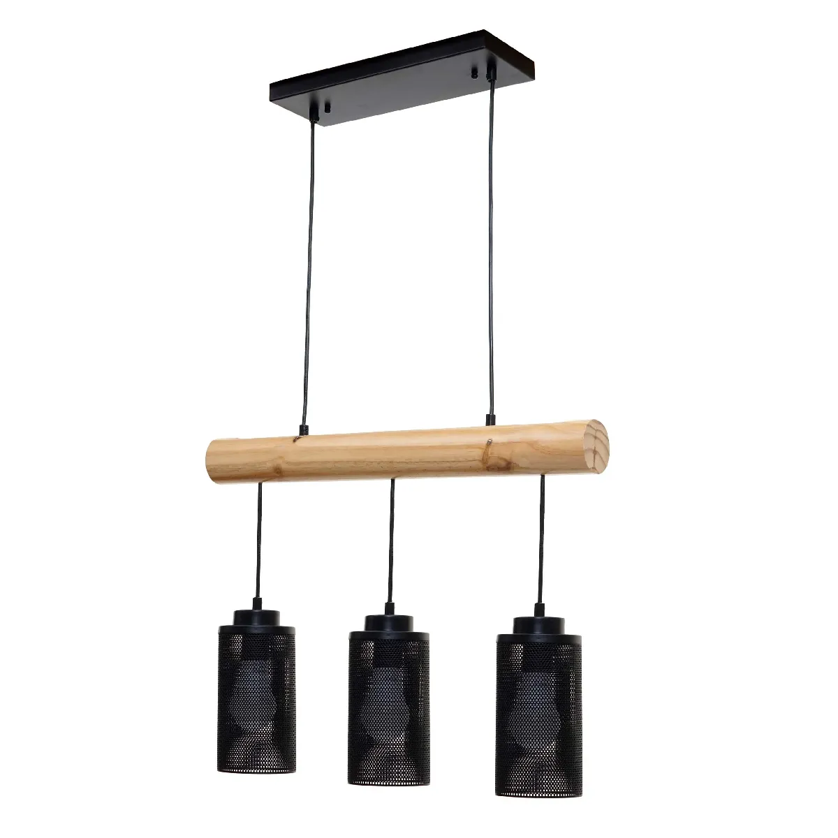 Decoshop26 Suspension 3 abat-jours - Noir Decoshop26 Suspension 3 abat-jours - Noir