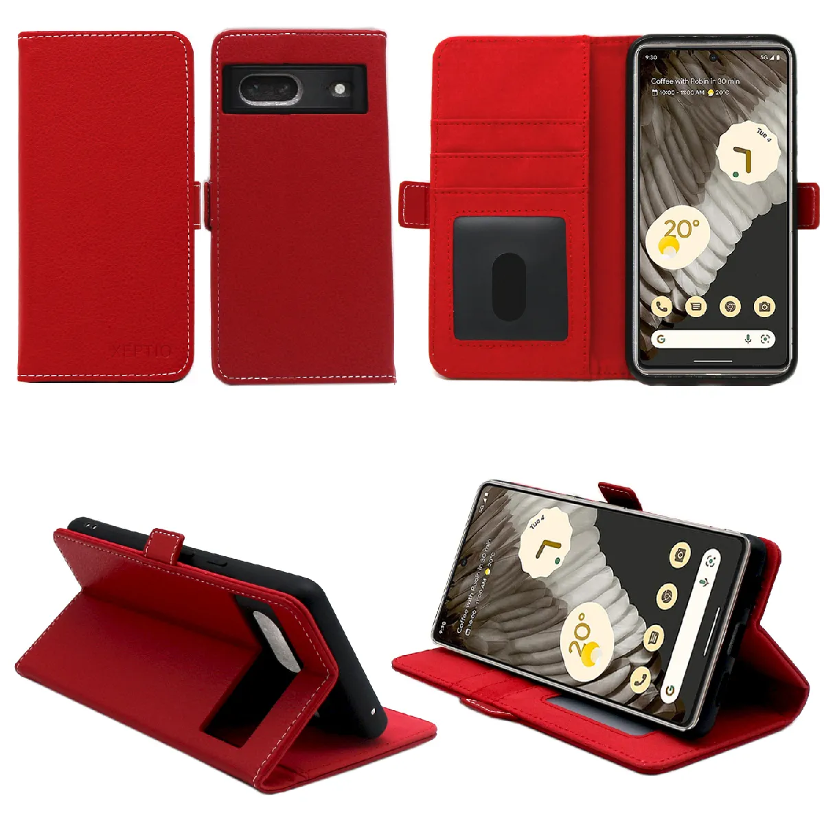 Xeptio Rouge Étui Portefeuille Google Pixel 7 5G