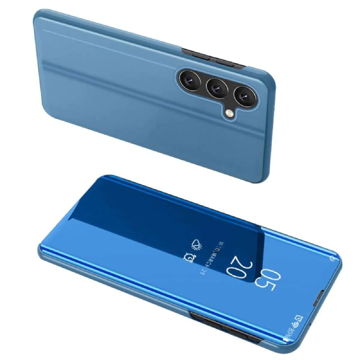 Htdmobiles Bleu Housse Portefeuille Clear View Samsung Galaxy A35 5G