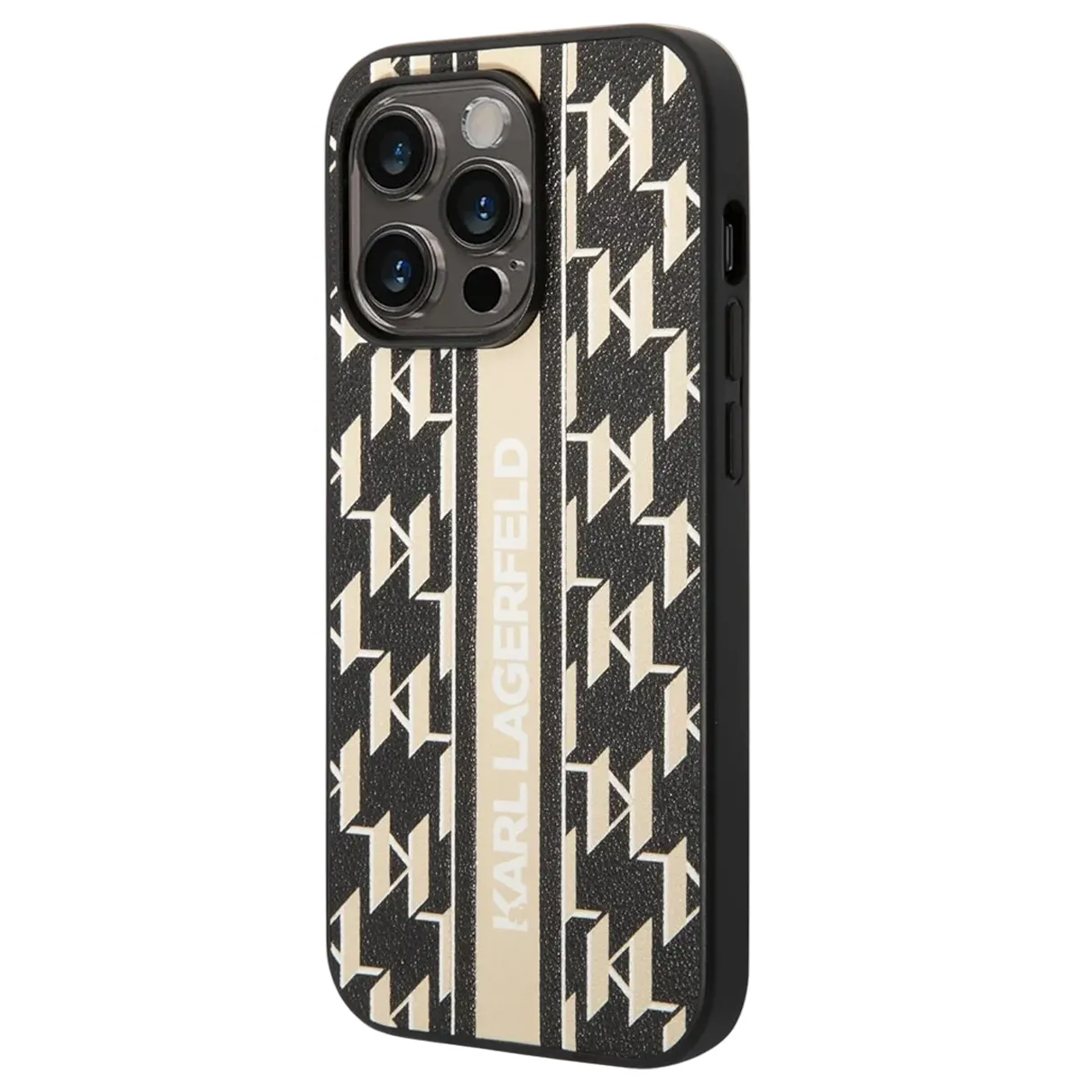 Karl Lagerfeld Coque Pu Monogram Stripe Pour Iphone 14 Pro - Crème - Image 3