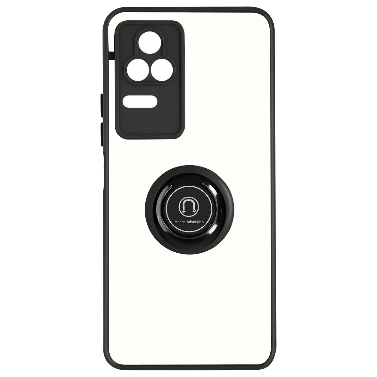 Avizar Noir Coque Pour Xiaomi Poco F4 5G Bi-Matière Bague Métallique Support Vidéo