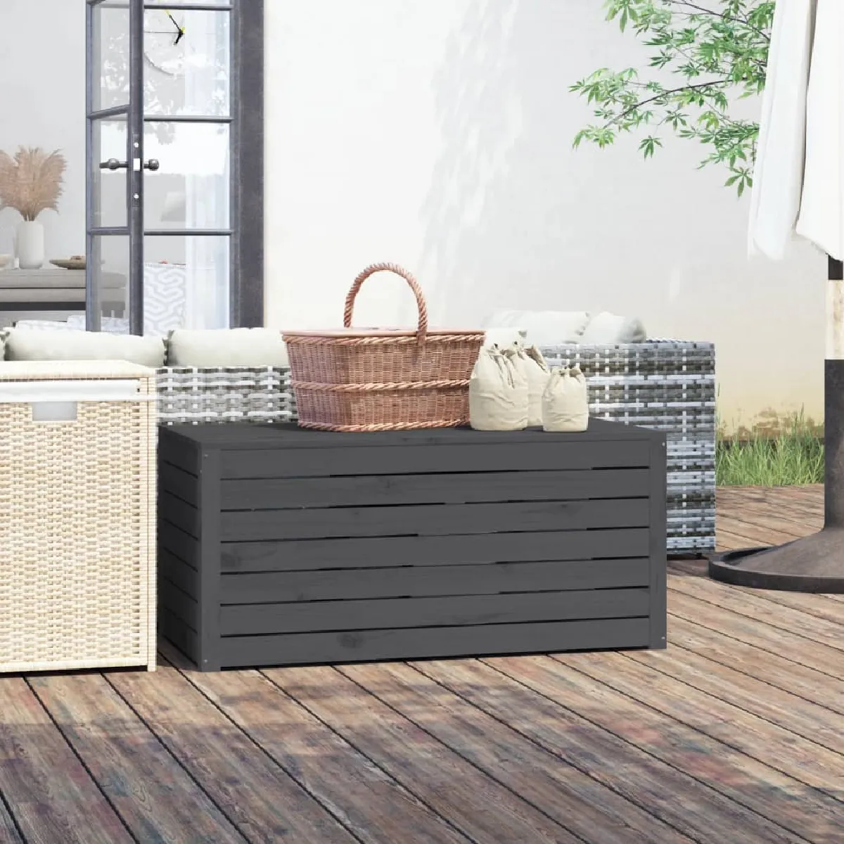 Vidaxl Boîte de rangement Gris - vue 1