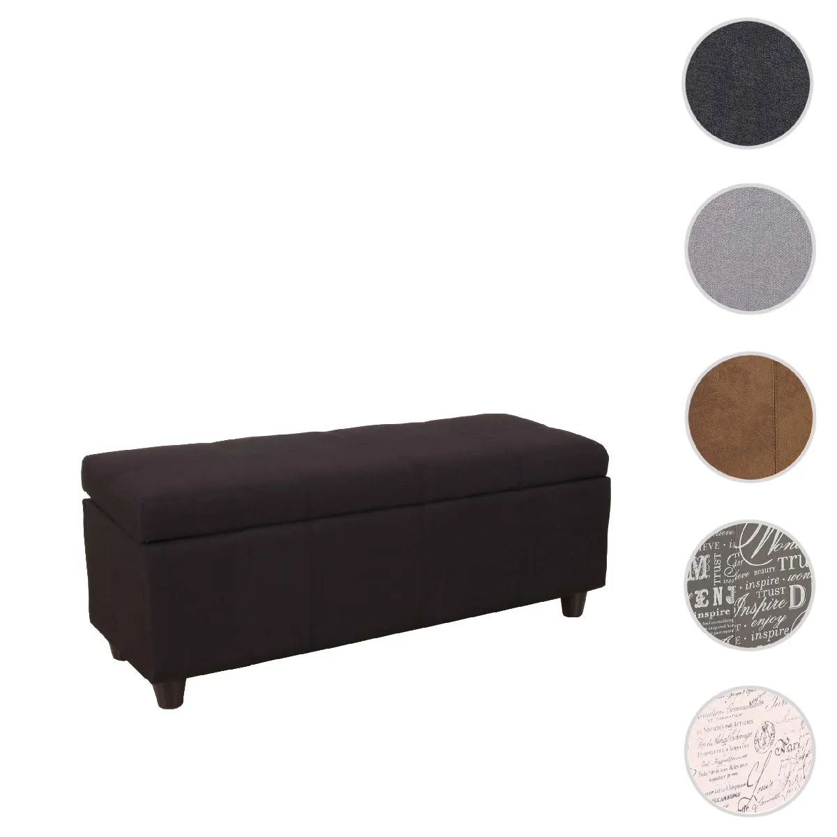 Mendler Noir Banc De Rangement Intérieur