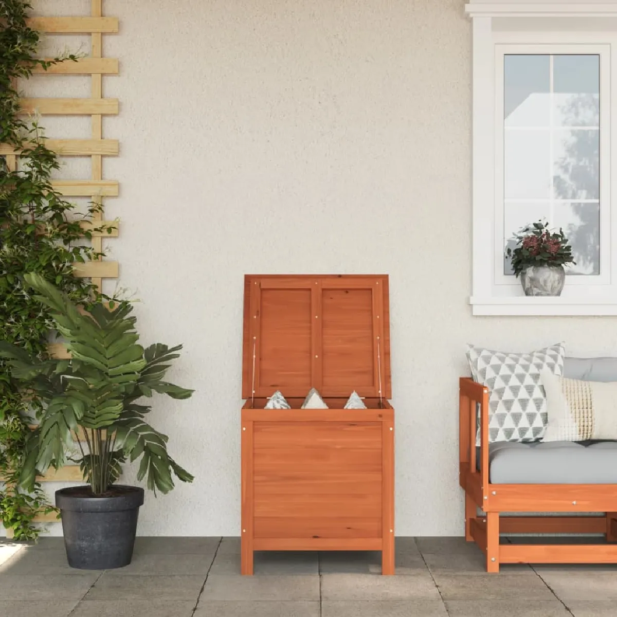 vidaXL Boîte de rangement jardin 50x49x56 5cm bois massif sapin rangement de coussins d'extérieur boîte de 364751 - vue 2