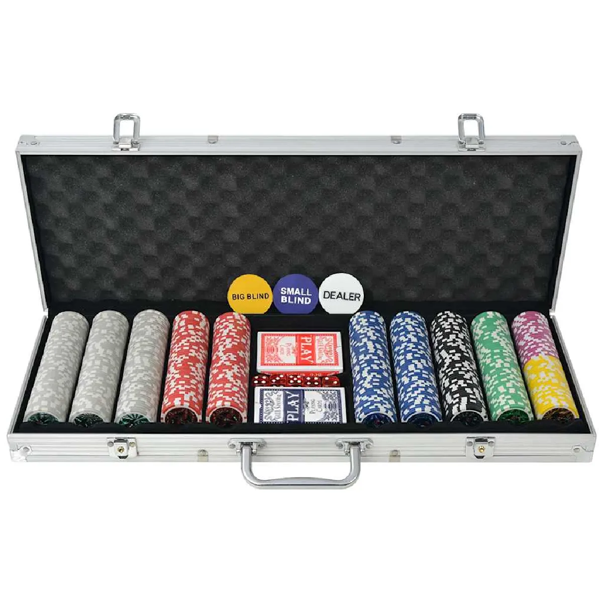 Vidaxl Multicolore Coffret De Poker Avec 500 Jetons Laser Aluminium - Image 3
