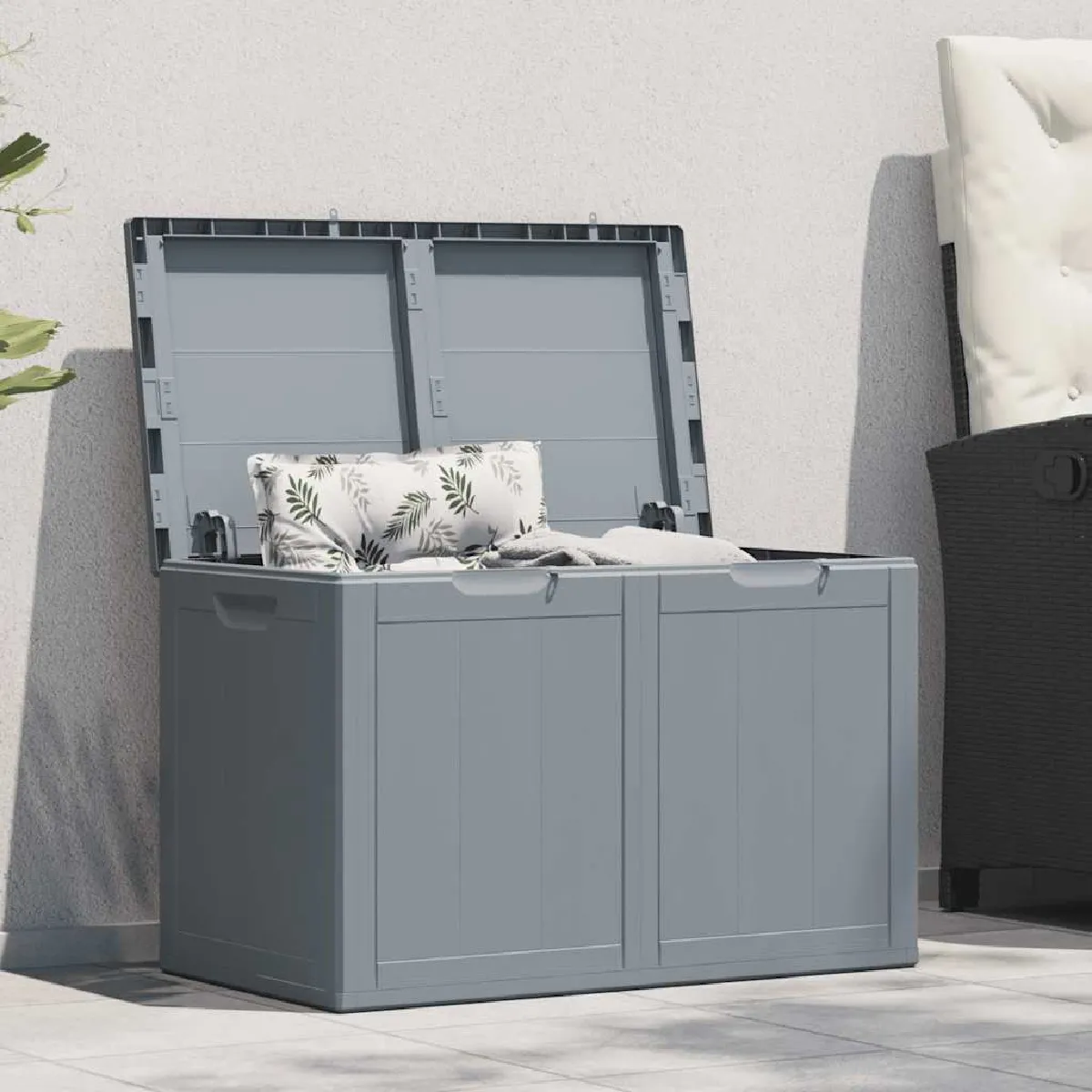 vidaXL Boîte de rangement 180L - Gris