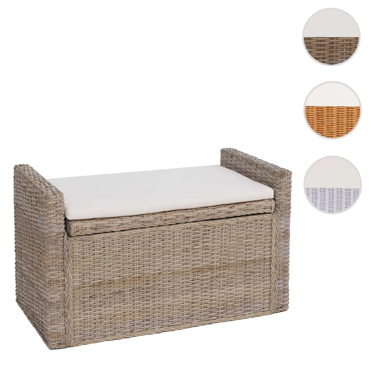 Mendler Gris Banc Coffre En Rotin