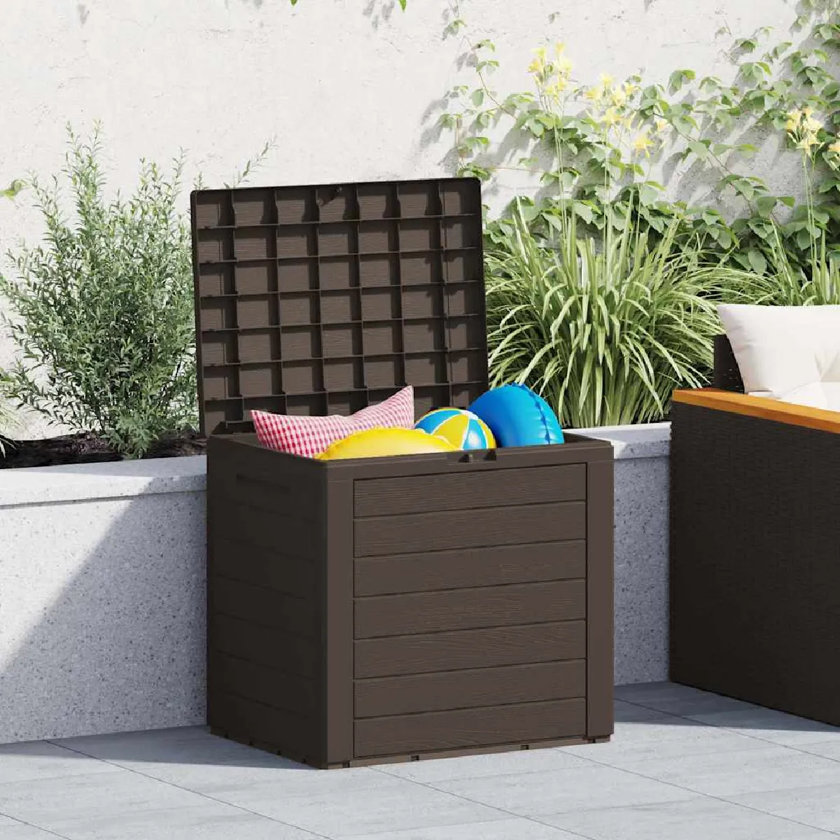 Non Communiqué Marron Vidaxl Boîte De Stockage De Jardin 58,5X46x55 Cm Polypropylène 152194 - Image 3