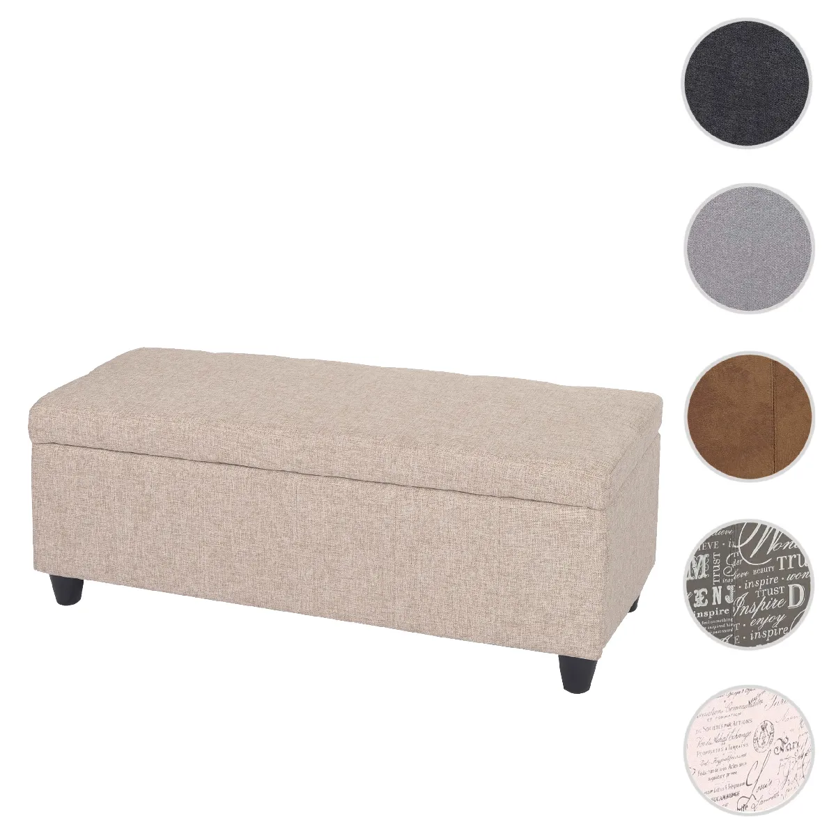 Mendler Beige Banc Coffre De Rangement