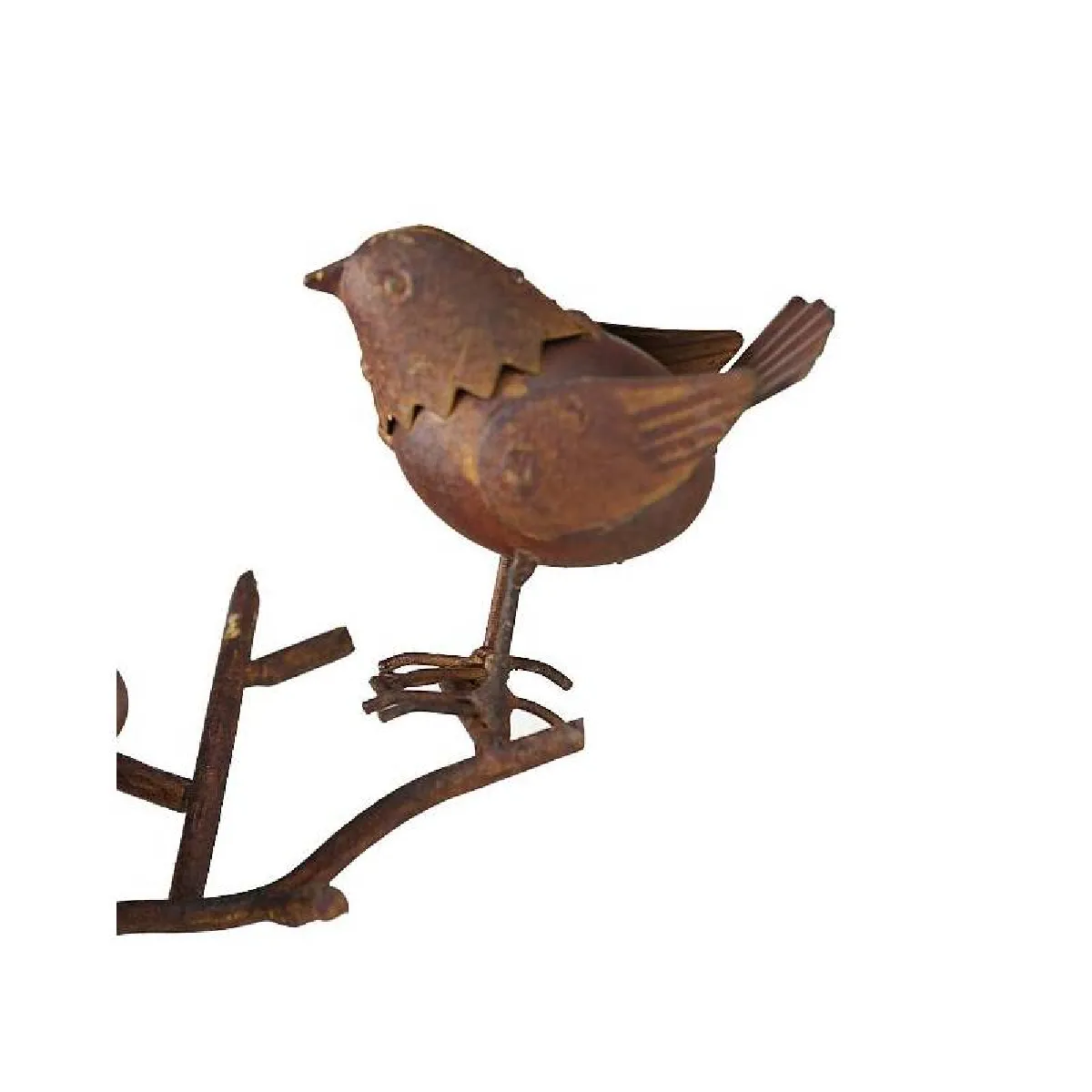 Comparer les prix de Grand Tuteur Bain d'Oiseaux à Piquer Coupelle Façon Bénitier Motif Oiseau en Fer Marron 15x28x117cm