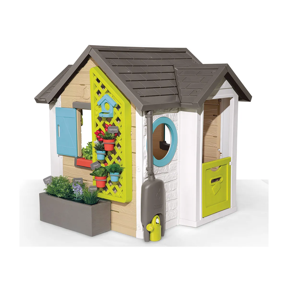 Smoby Life Garden House Maison thème Jardinage Jardinière Treillis Mangeoire à Oiseaux Récupérateur d'eau Matière Recyclée A Partir de Fabrication Française