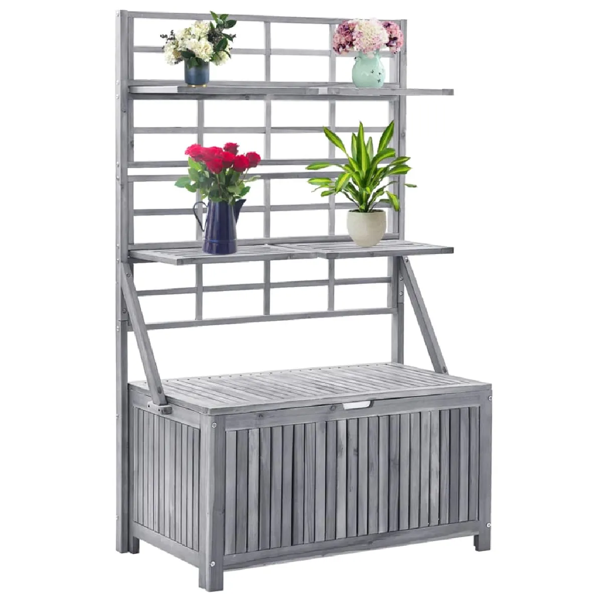 vidaXL Boîte avec treillis - Gris