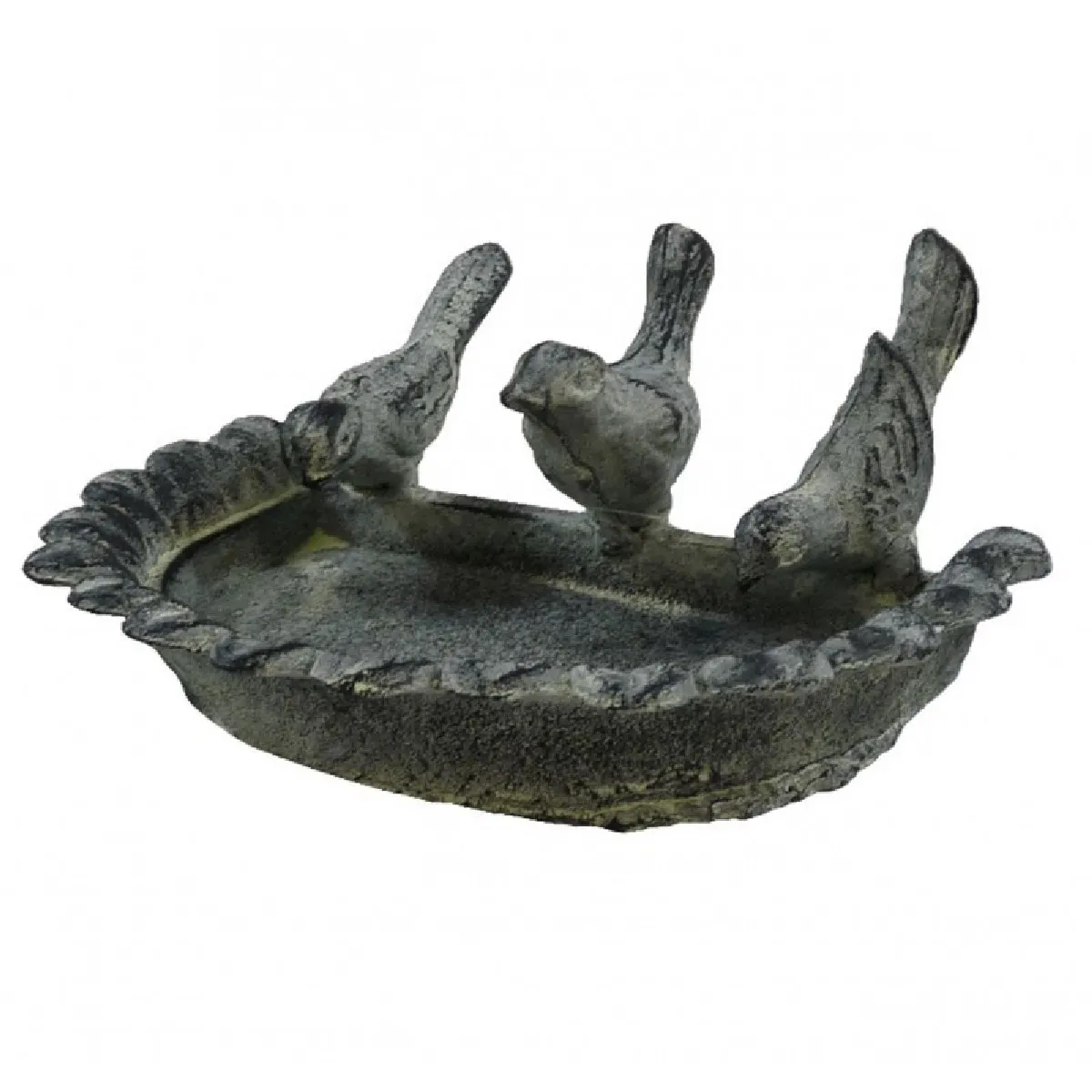 Meilleurs prix pour Coupelle Bain à Oiseaux ou Mangeoire Intérieure Extérieure en Forme Demi Lune en Fonte Patinée Grise 7,5x16,5x19,5cm