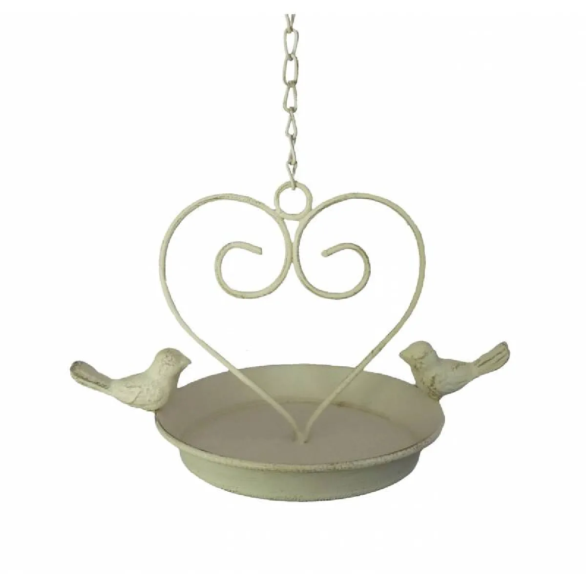 Meilleurs prix pour Bain à Oiseau Mangeoire à Oiseaux Nichoir Porte Pot ou Plante avec Chainette en Fer Patiné Blanc 15x22,5x36cm