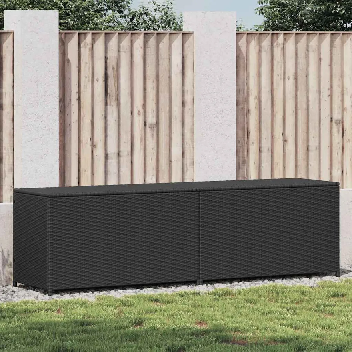 Vidaxl C de rangement - 200x50x60 cm - Résine tressée - Noir - Résistant aux intempéries