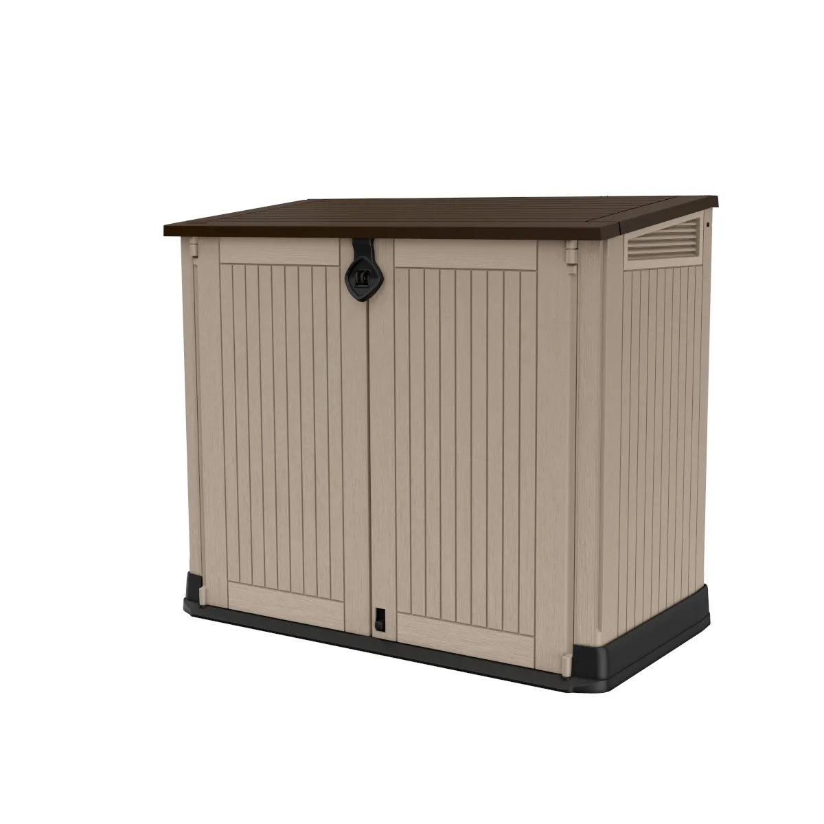 Keter Porta Attrezzi da Giardino Store-It-Out Midi, 880L, Effetto Legno, Beige, 132x71,5x113,5H cm