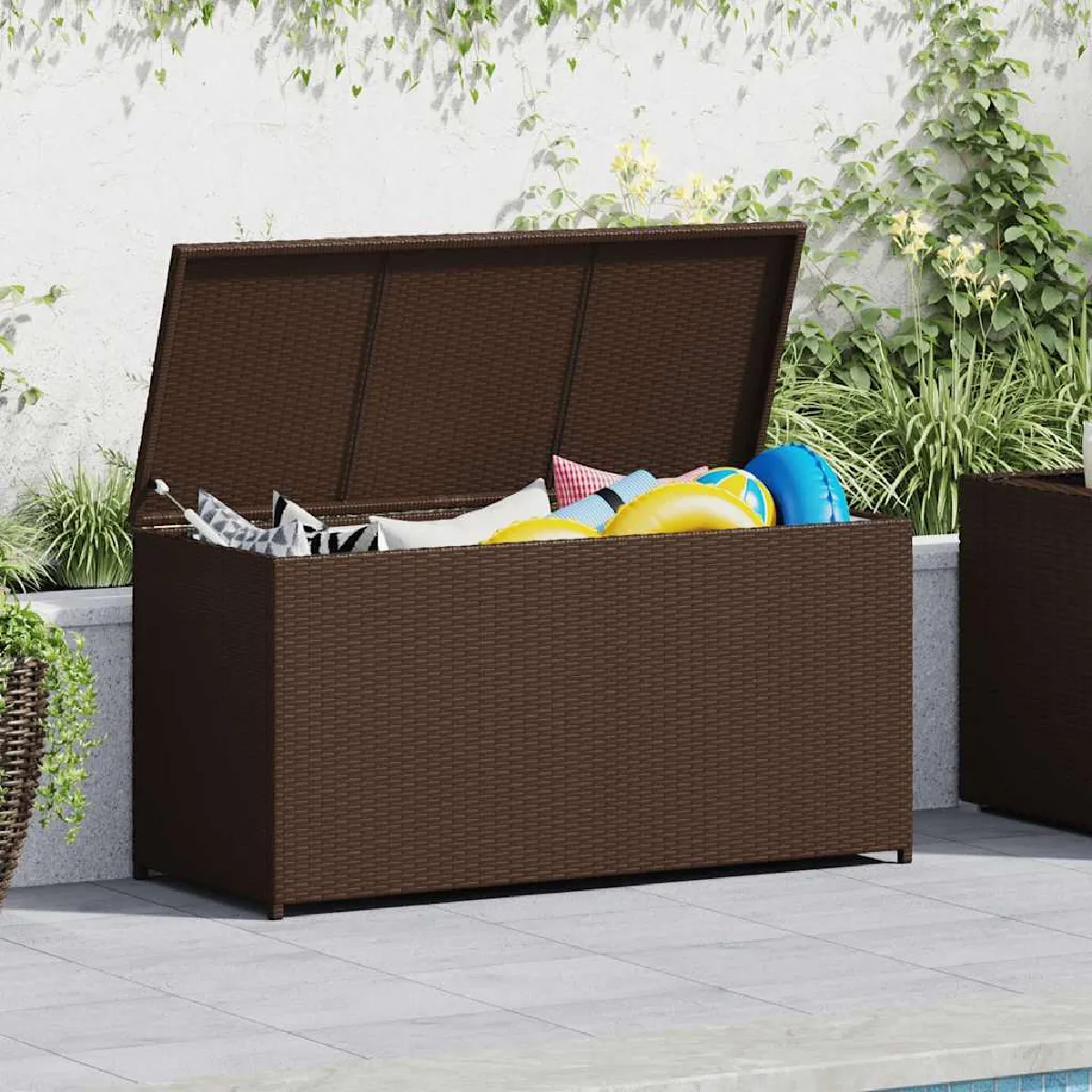 Vidaxl Marron Boîte De Rangement Jardin - 120 Cm