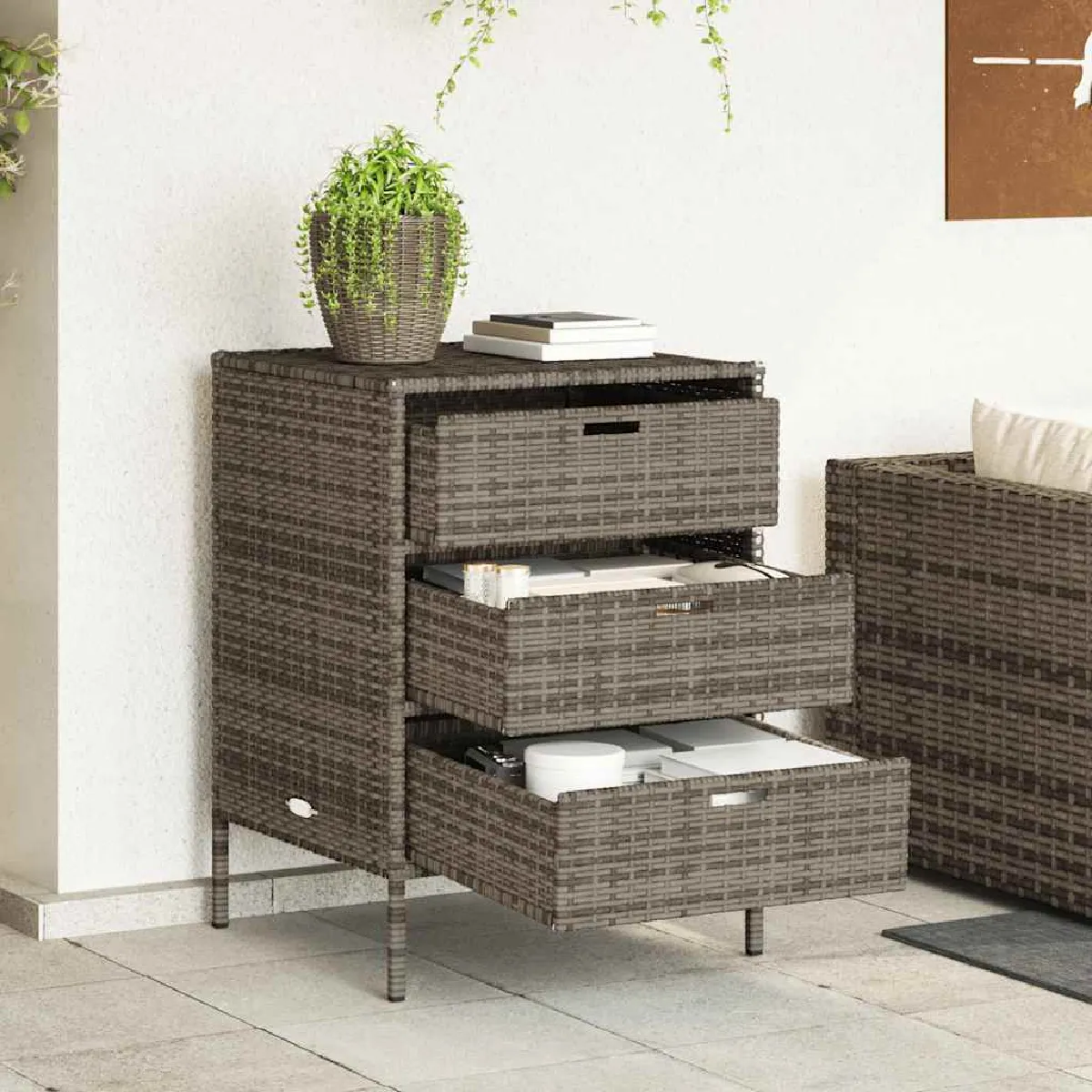 vidaXL Armoire de rangement jardin 3 tiroirs - vue 2