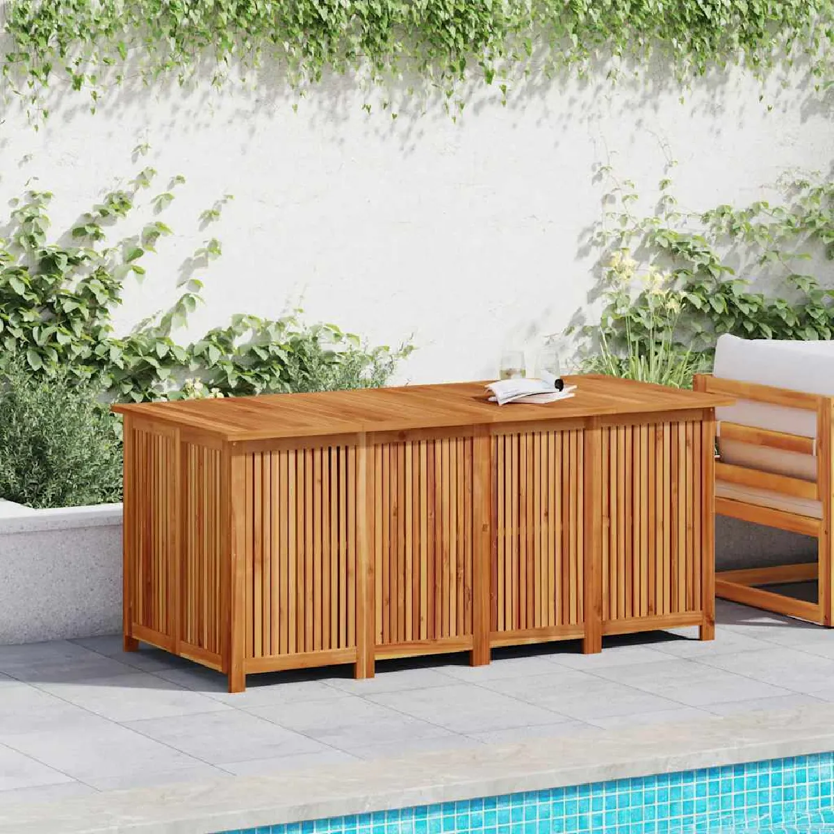 vidaXL Boîte de rangement de jardin 200x80x75 cm bois massif d'acacia 319709 - vue 2