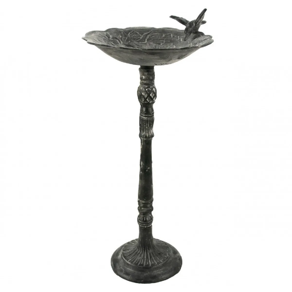 Comparer les prix de Bain à Oiseaux Abreuvoir Mangeoire Perchoir Vide Poche Porte Plante en Fonte Patinée Gris 26x26x58cm