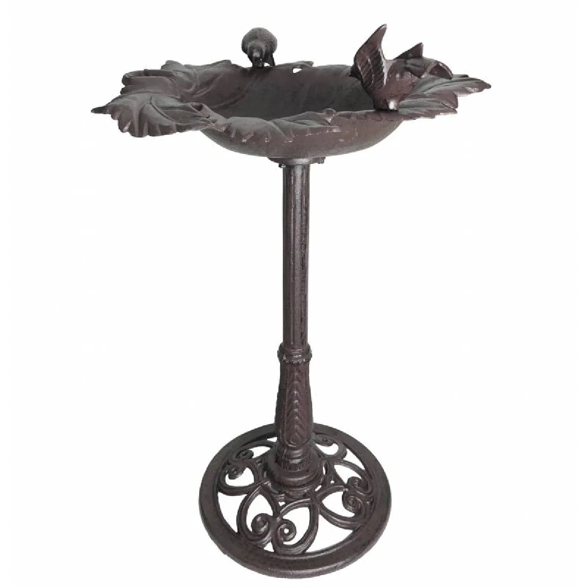 Comparer les prix de Géant Bain à Oiseaux Feuille Mangeoire Abreuvoir sur Pied en Fonte Marron