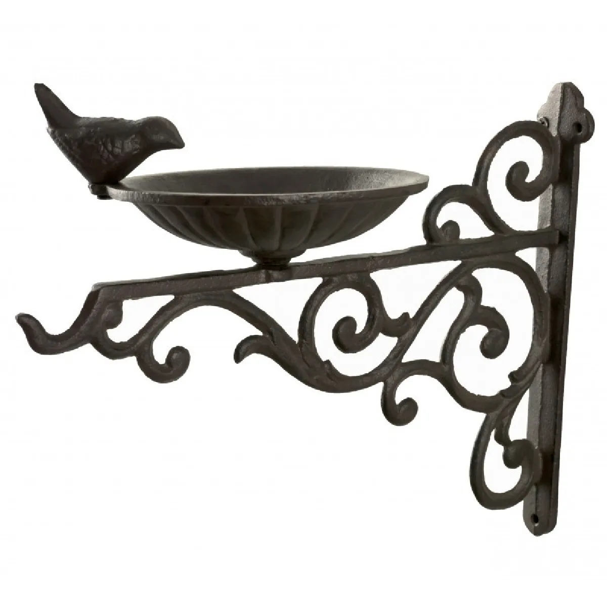 Meilleurs prix pour Crédence Equerre Porte Bain Oiseaux Abreuvoir Mangeoire Murale en Fonte Patinée Marron 14x22x28cm