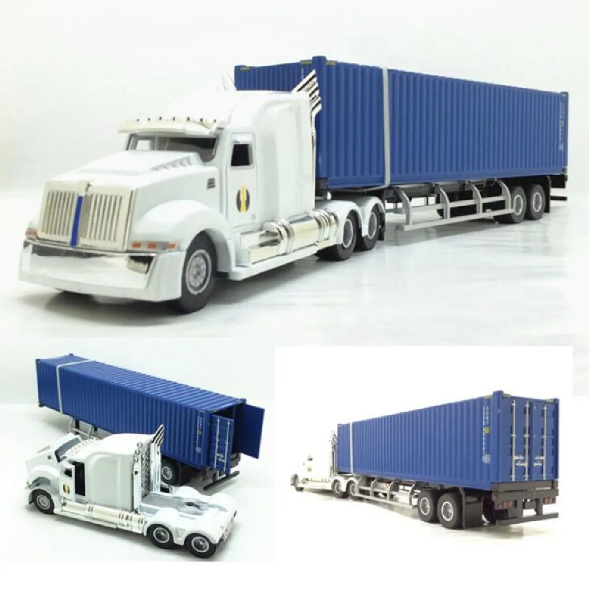 Camion De Jouet Transporteur De Camping-cars - Orange, Blanc, Bleu - Portes Ouvrantes