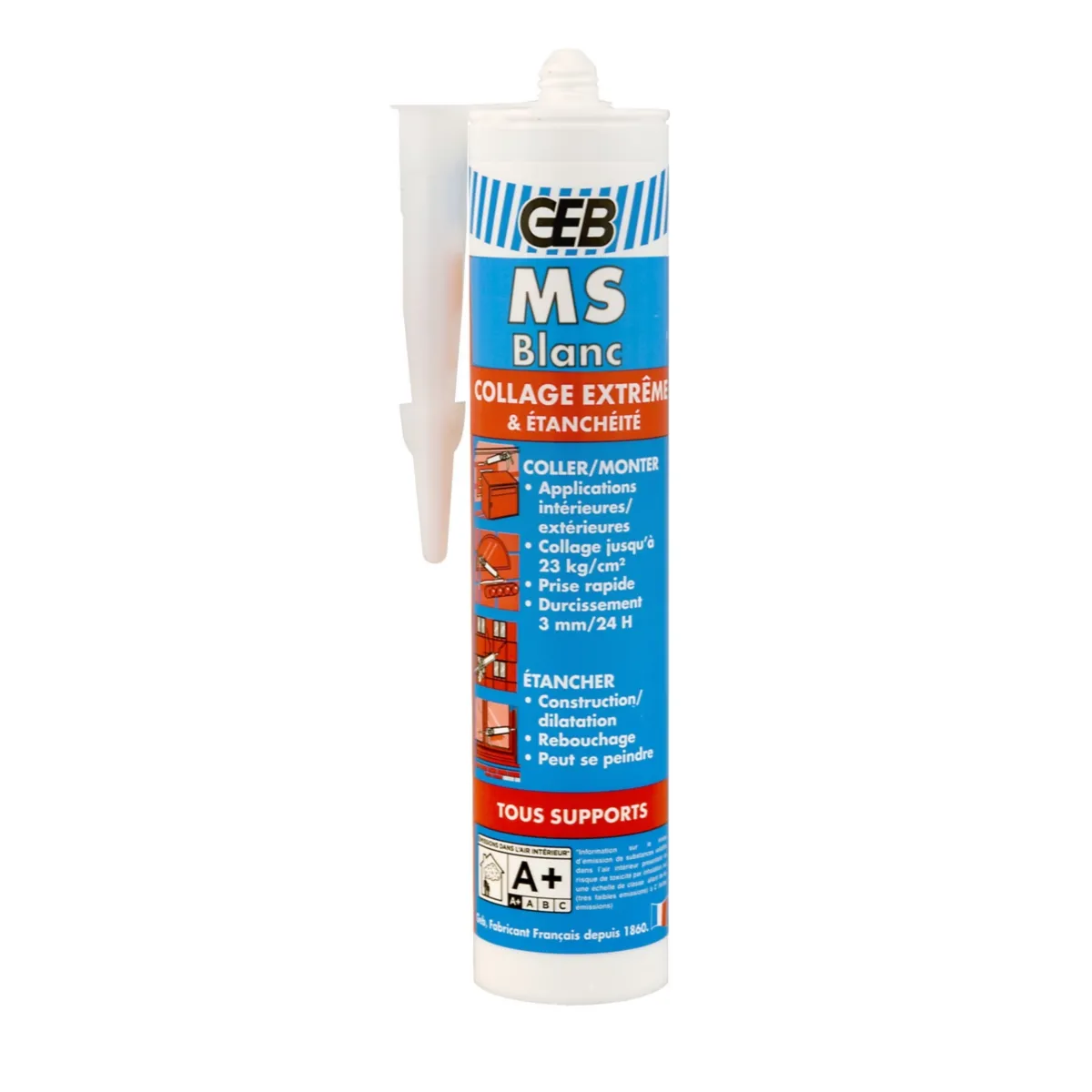 GEB Mastic silicone d'étanchéité sanitaire 280 ml - vue 1
