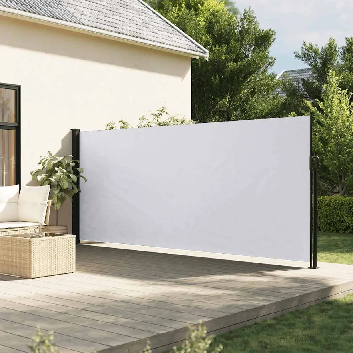 Vidaxl Auvent latéral rétractable 180x600 cm Blanc - vue 1
