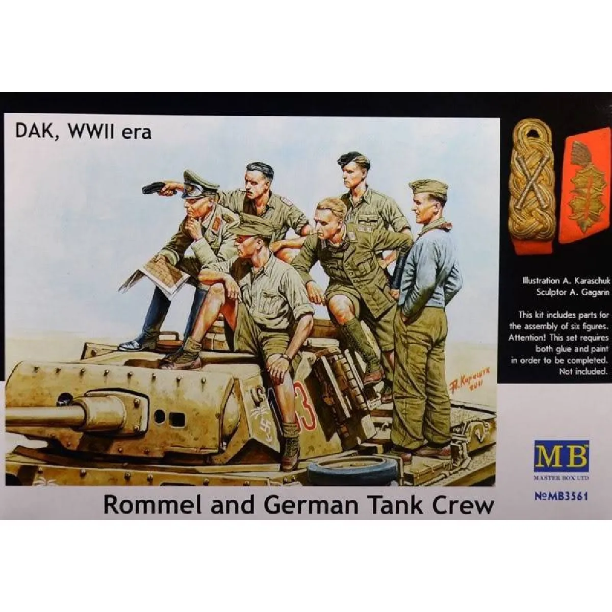 Masterbox Rommel Allemand & Tankman Afrique Corps Équipage Du Char 1:3 5 Kit - Image 4