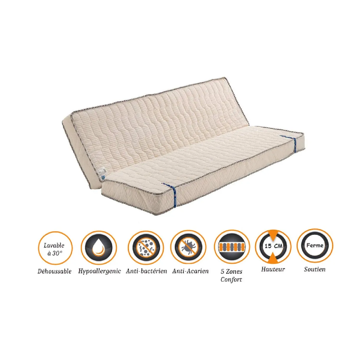 Nuits d'Or Matelas Clic Clac 130x190 - Ferme
