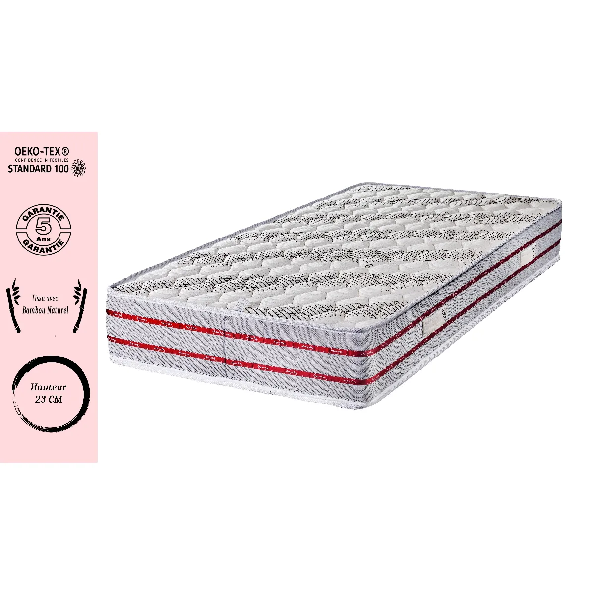LITERIE JULIEN  Lot de 2 Matelas Bambou - 80x190 cm